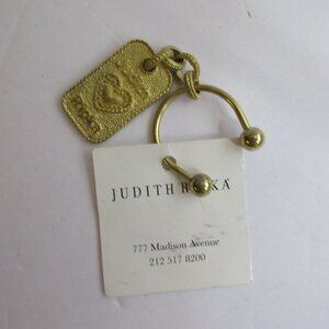 Judith Ripka Gold Tone Heart Tag Charm Keychain U Ring May 2008